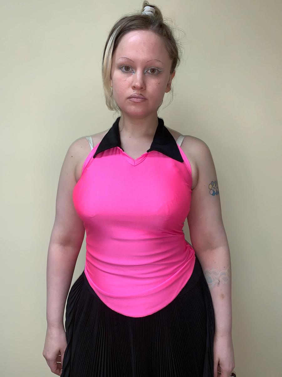 90s Jean-Paul Gaultier Hot Pink Spandex Halter product image