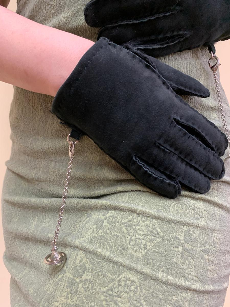 Vivienne Westwood Shearling Gloves with Orb Chains product image