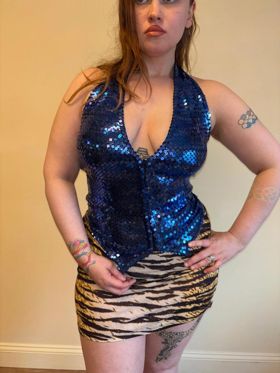 90s Chantal Thomass Blue Sequin Halter Top product image