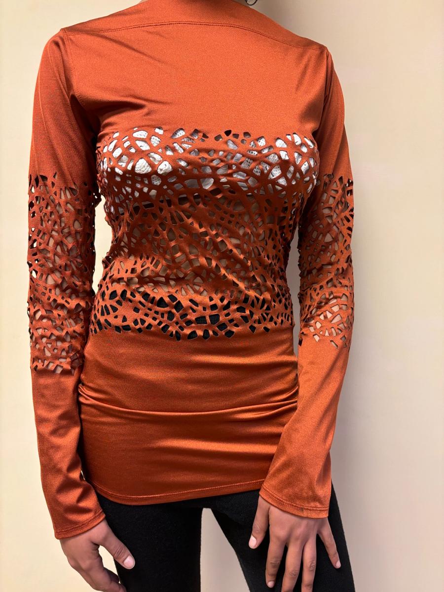 90s Jean-Paul Gaultier Orange Lasercut Top product image