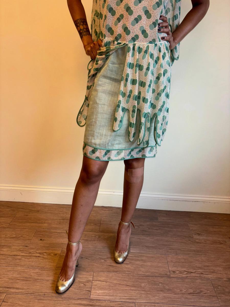 1920s Green Polka Dot Voile Day Dress product image