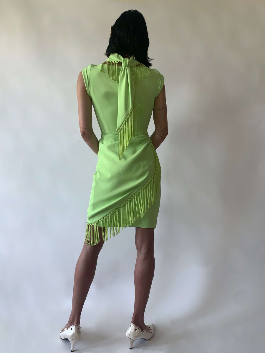 1990s Thierry Mugler Fringe "Tie" Dress product image