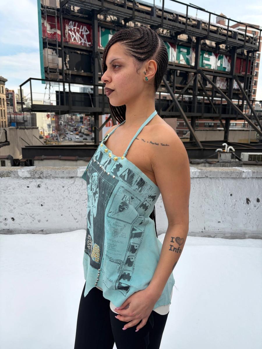 NANA Studded Turquoise Suede Halter product image