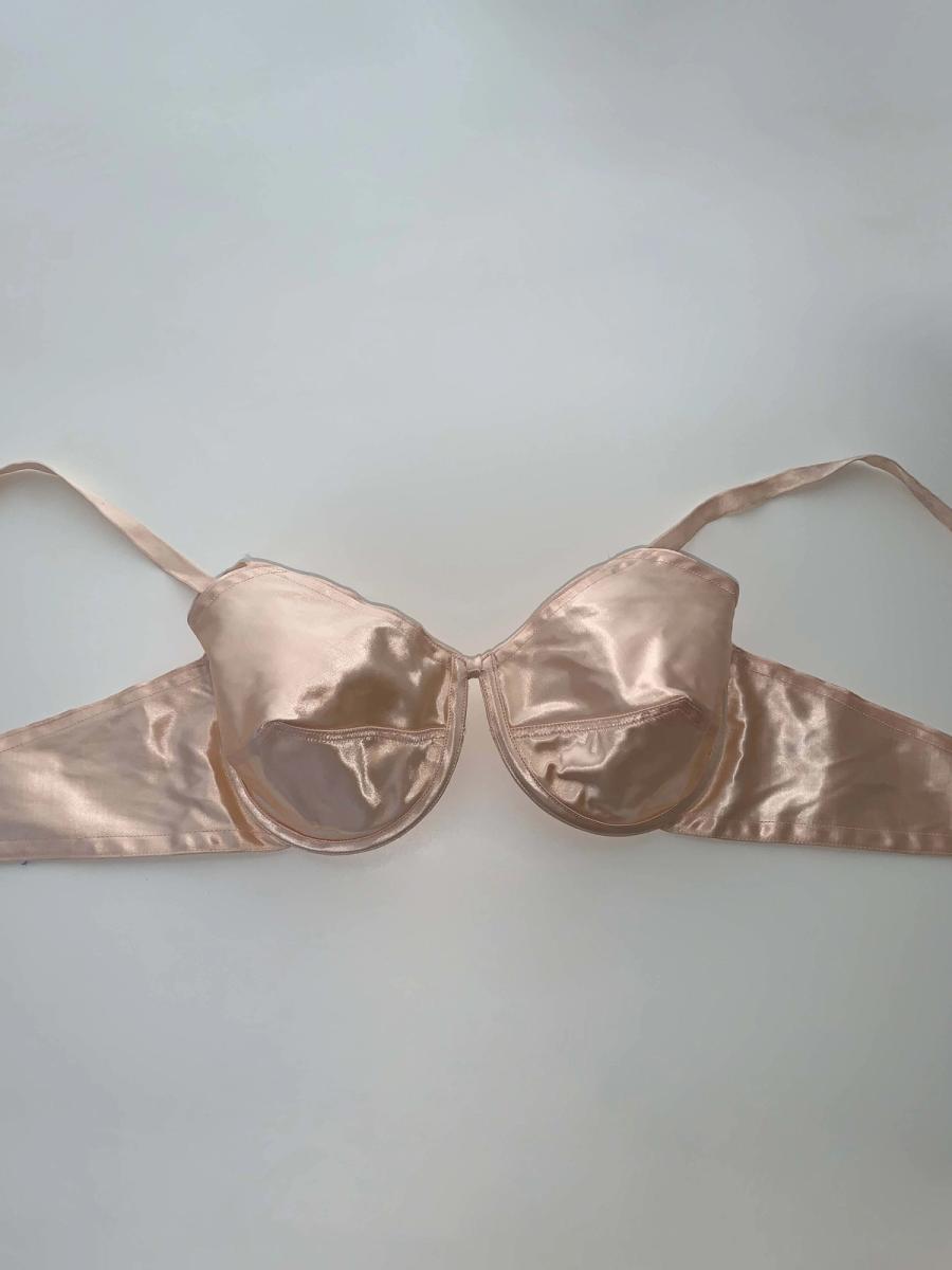 French 50s Pink Satin Bullet Bra product image