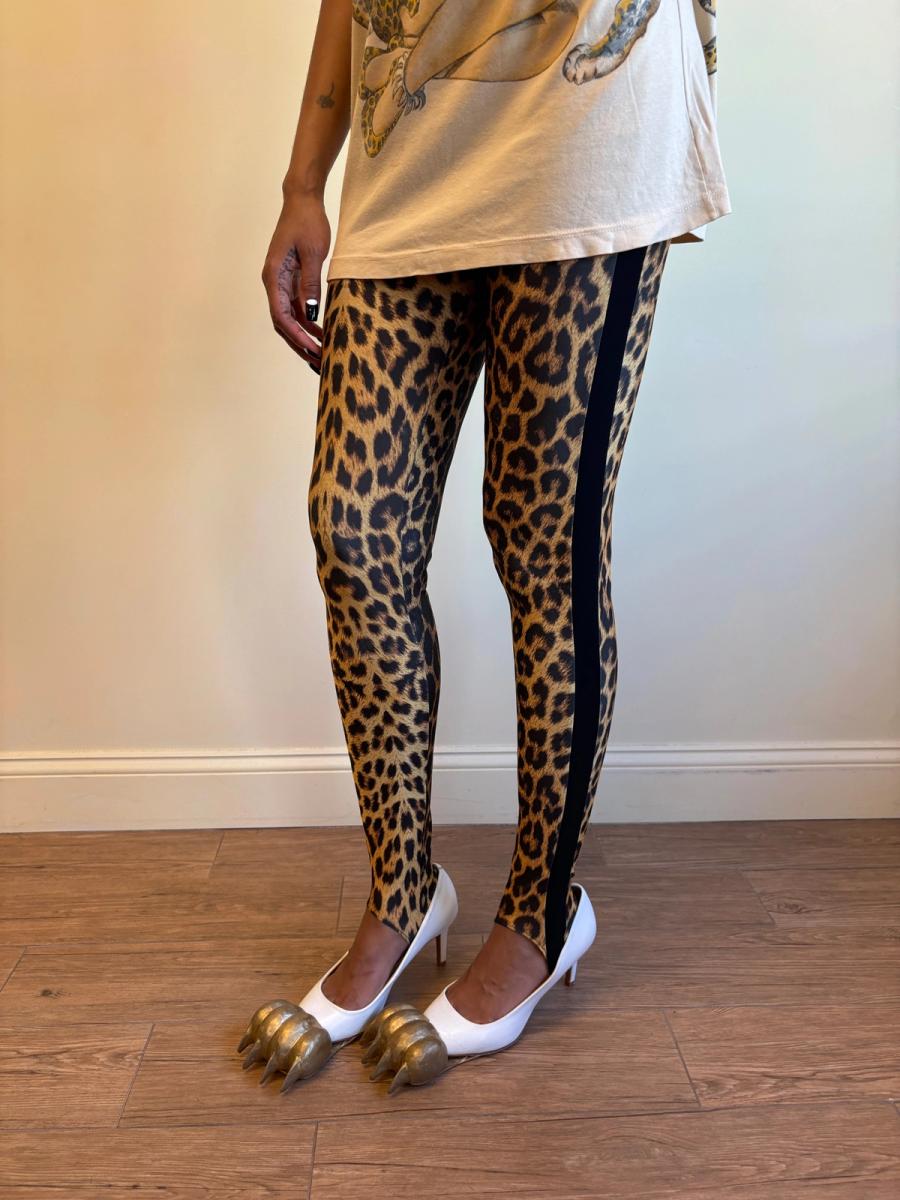 80s Yvan & Marzia Cheetah Print Stirrup Leggings