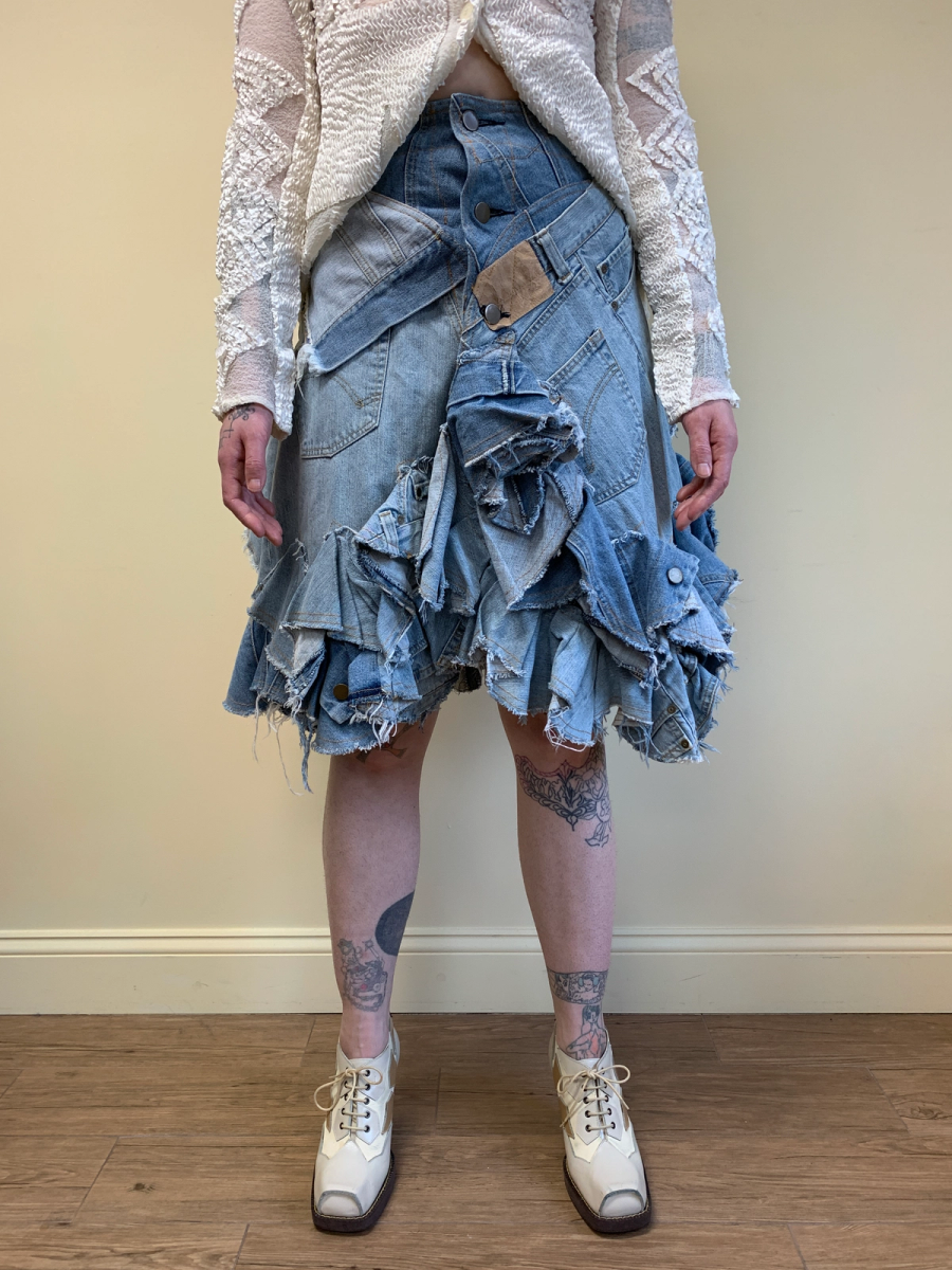 Nozomi Ishiguro Patchwork Denim Ruffle Skirt product image