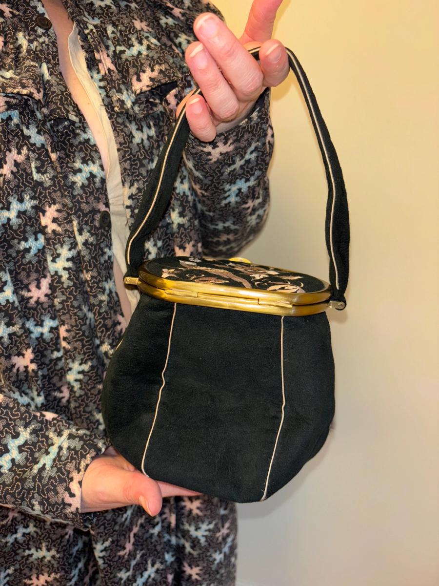 90s Norma Kamali Embroidered Kisslock Purse product image