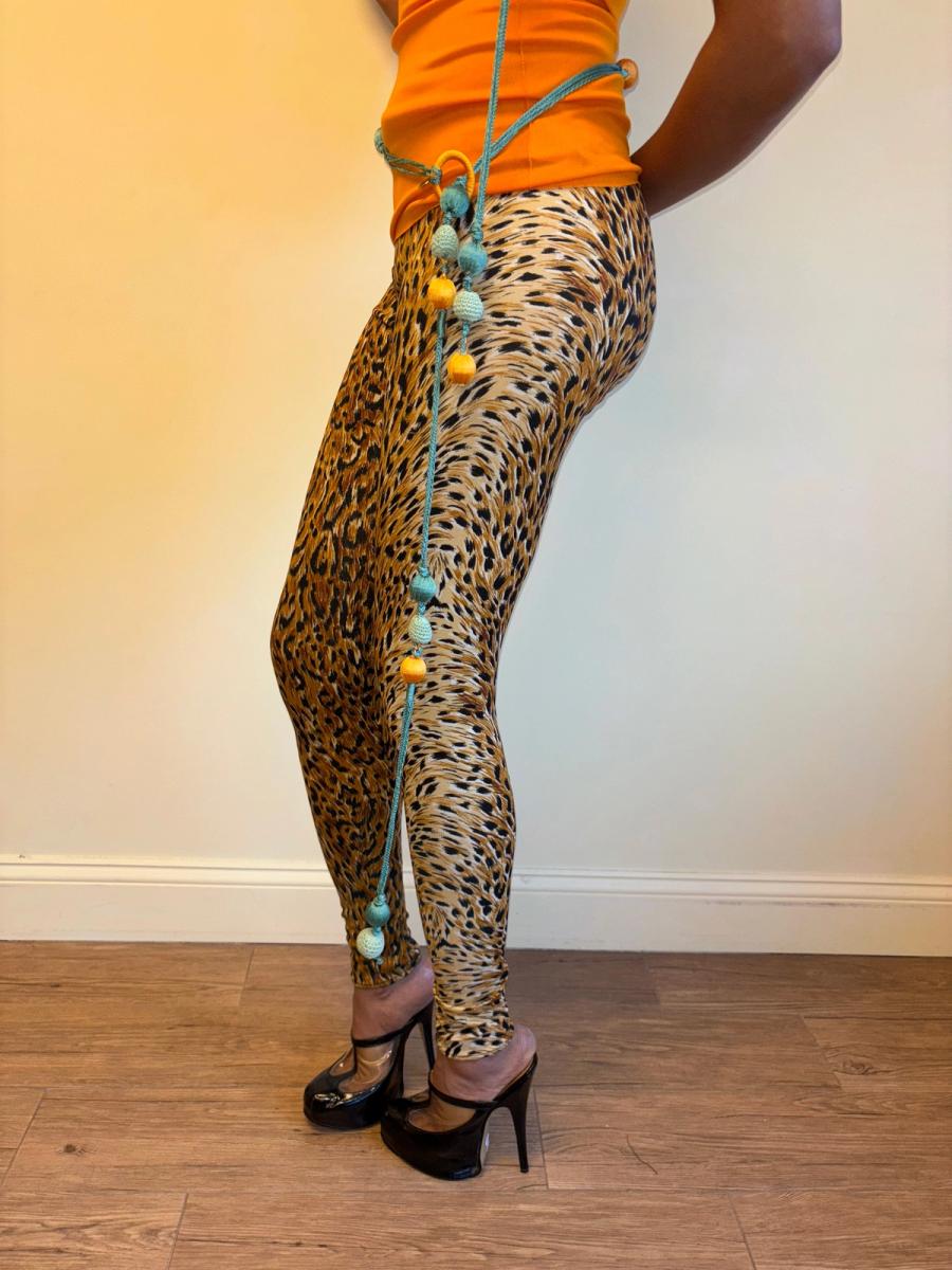 80s Norma Kamali Cheetah Print Leggings product image