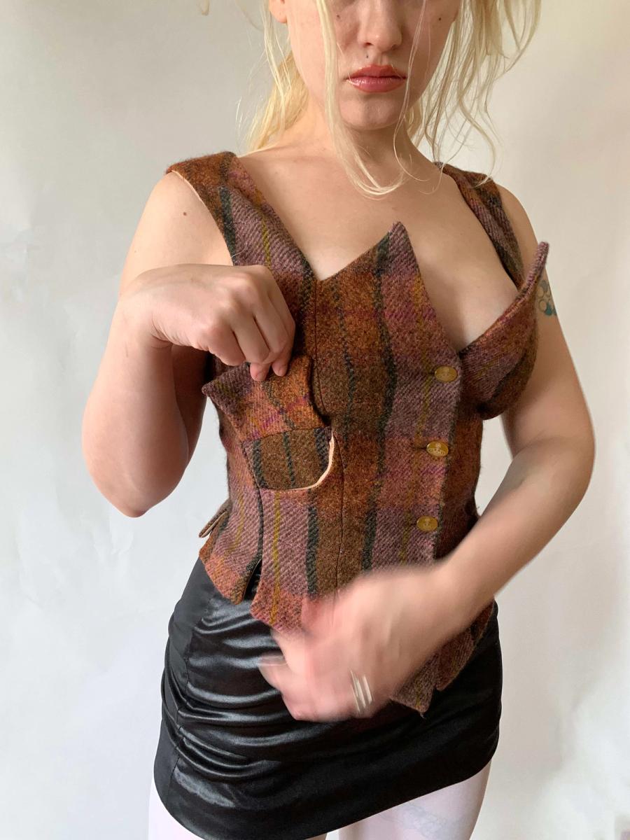 Vivienne Westwood Tartan Vest with Jagged Neckline  product image