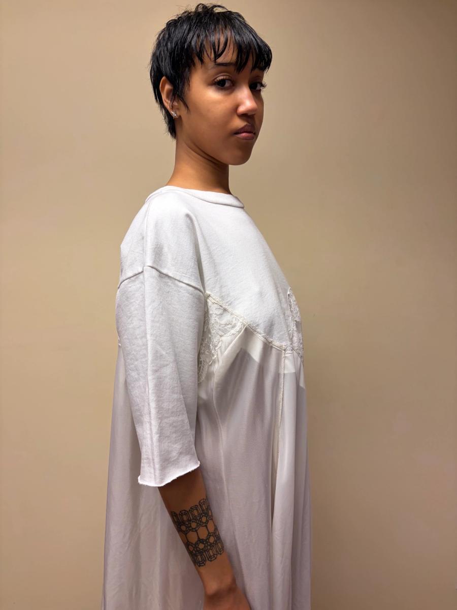 Yeah Right!! White Patchwork Slip Dress product image