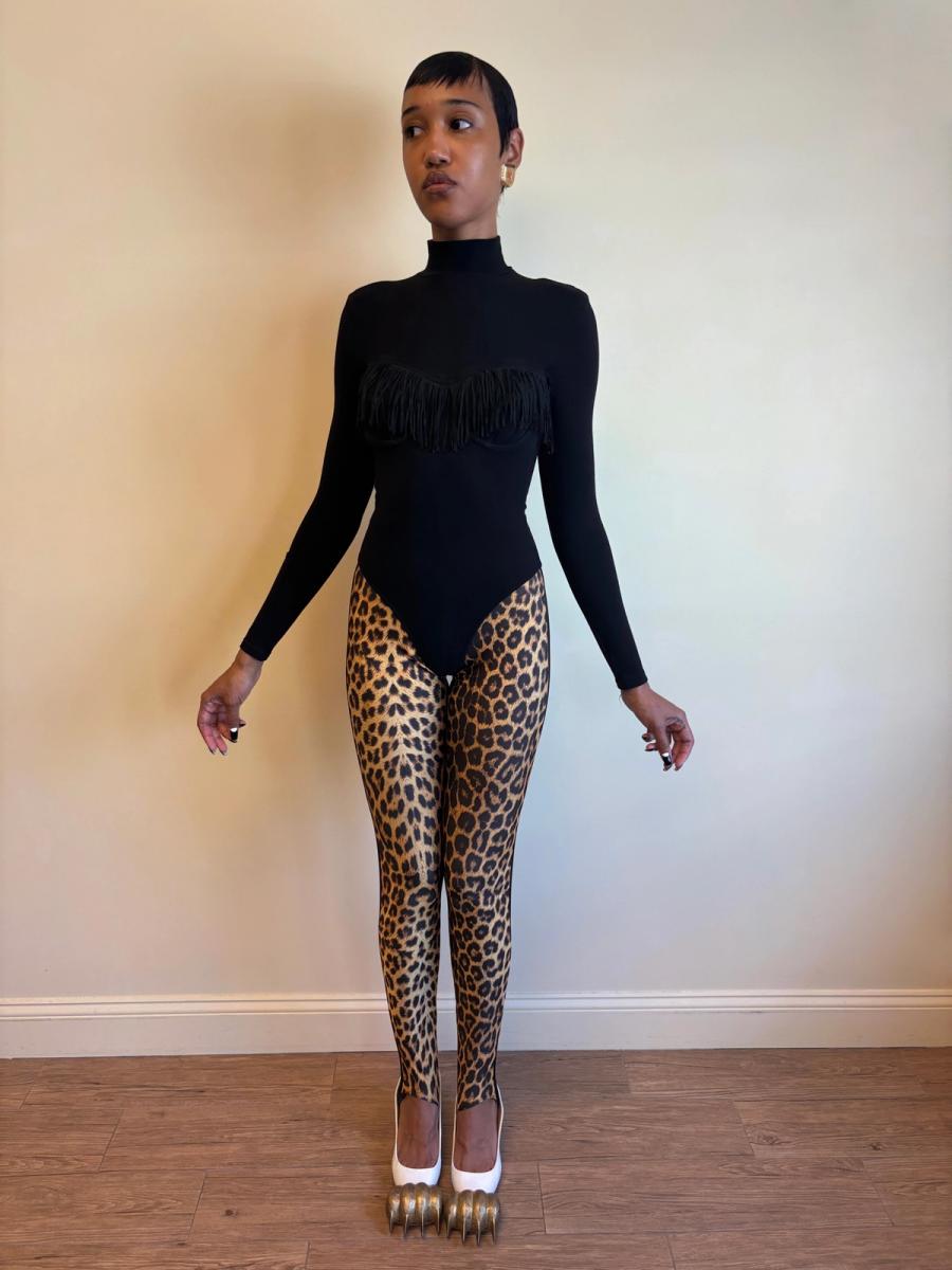 80s Yvan & Marzia Cheetah Print Stirrup Leggings product image