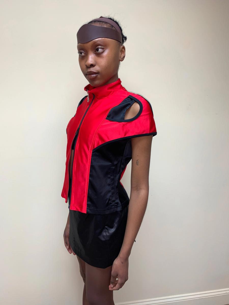 90s Fötus Red and Black Cutout Top product image