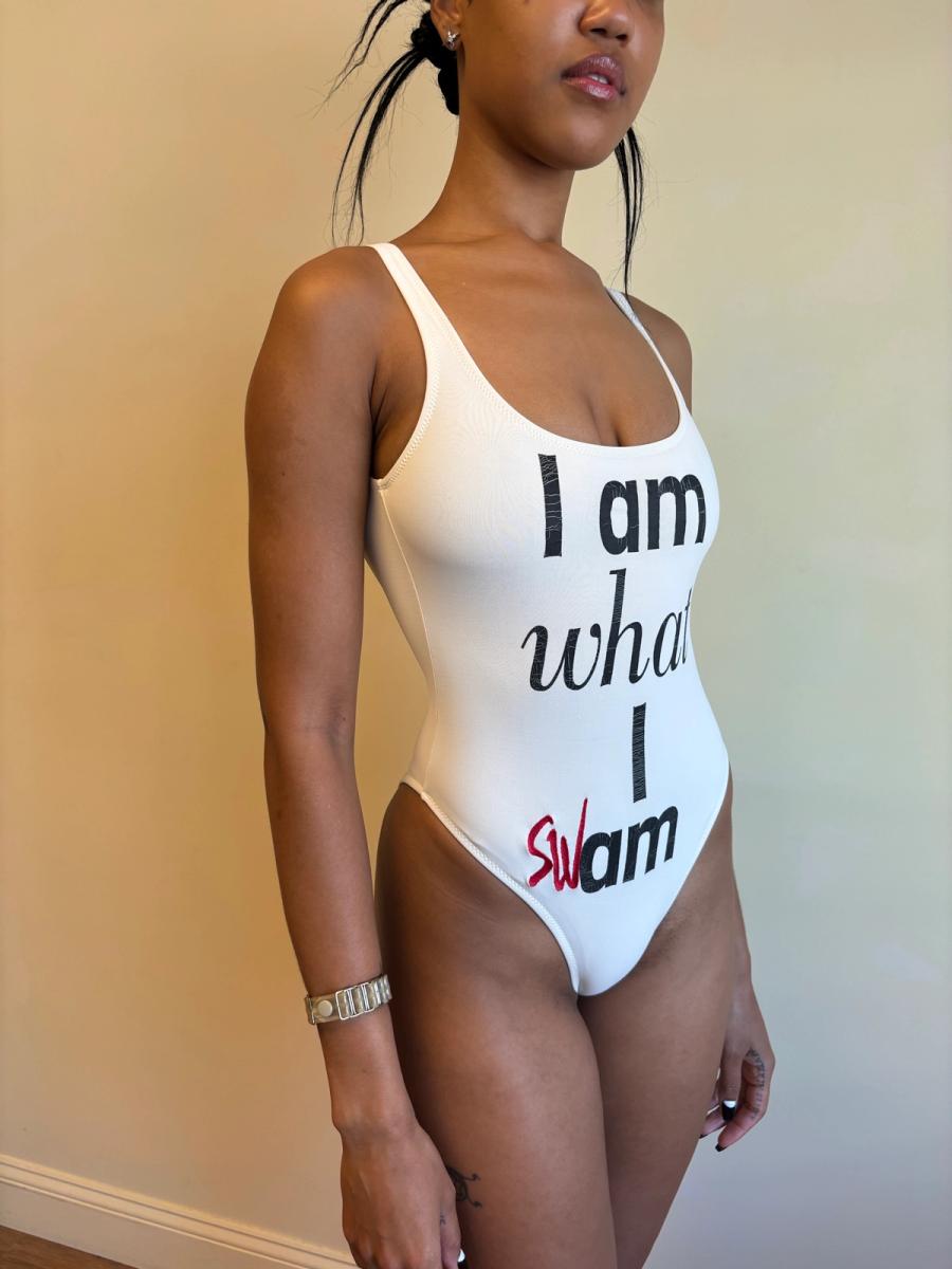 80s Moshchino 'I Am What I Swam' Swimsuit product image