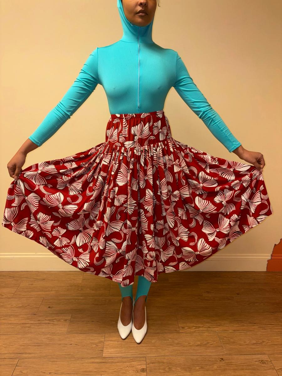 80s Norma Kamali Red Bow Skirt product image