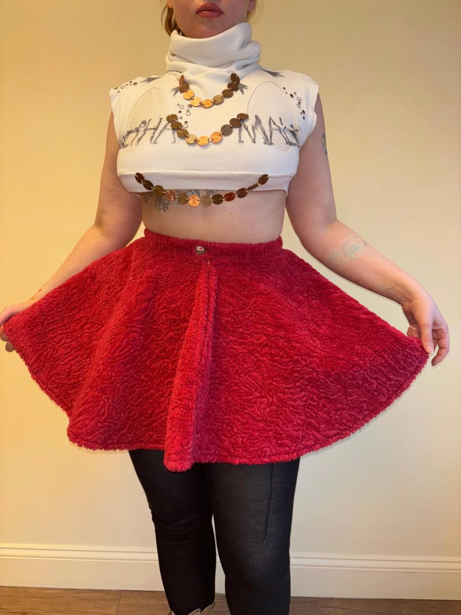 Vintage Chantal Thomass Red Faux Fur Skirt product image
