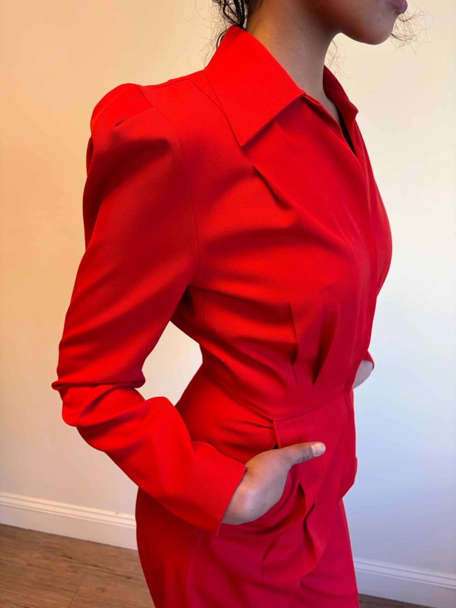 1970s OMO Norma Kamali Cherry Red Jumpsuit  product image