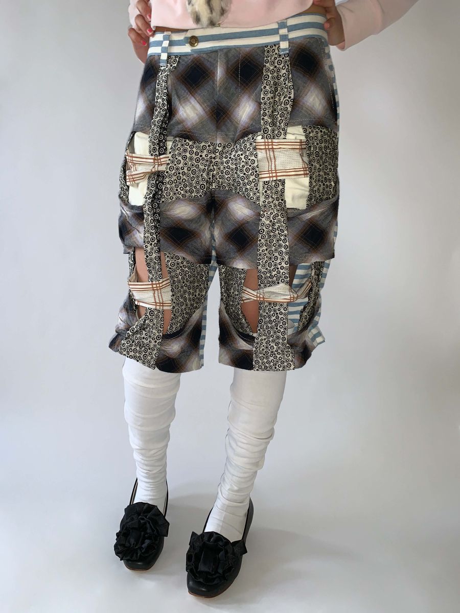 Nozomi Ishiguro Patchwork Cutout Shorts product image