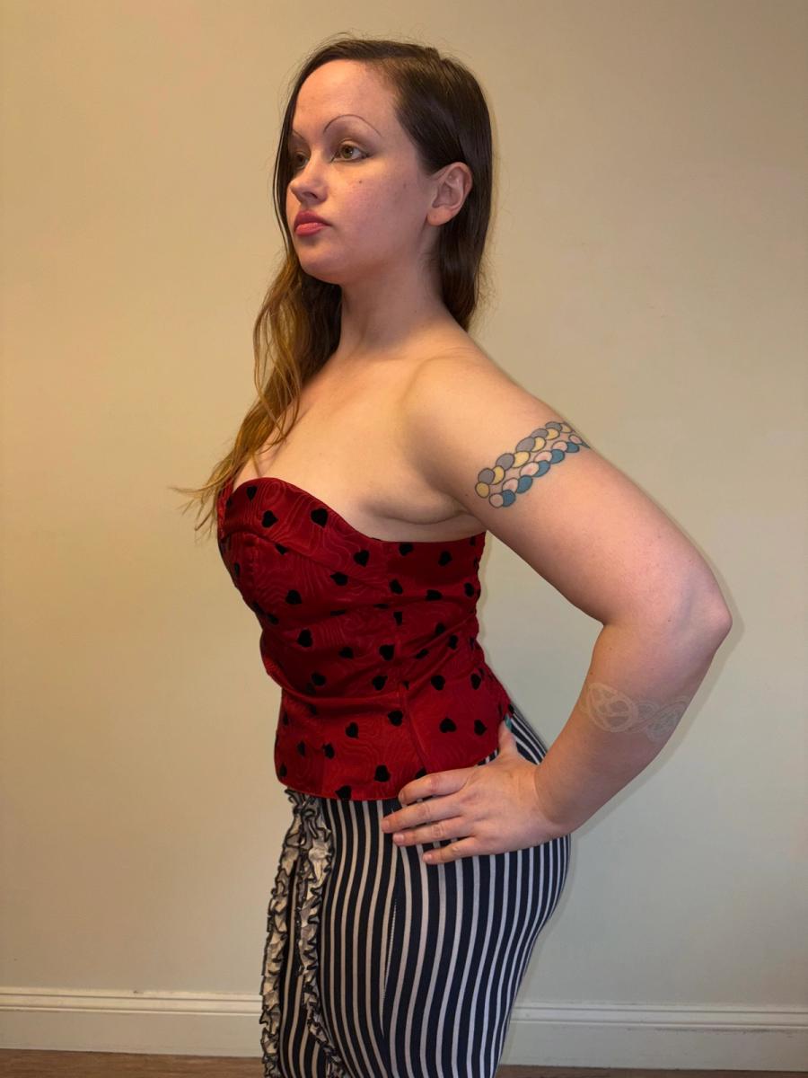 80s Krizia Moiré Flocked Bustier product image