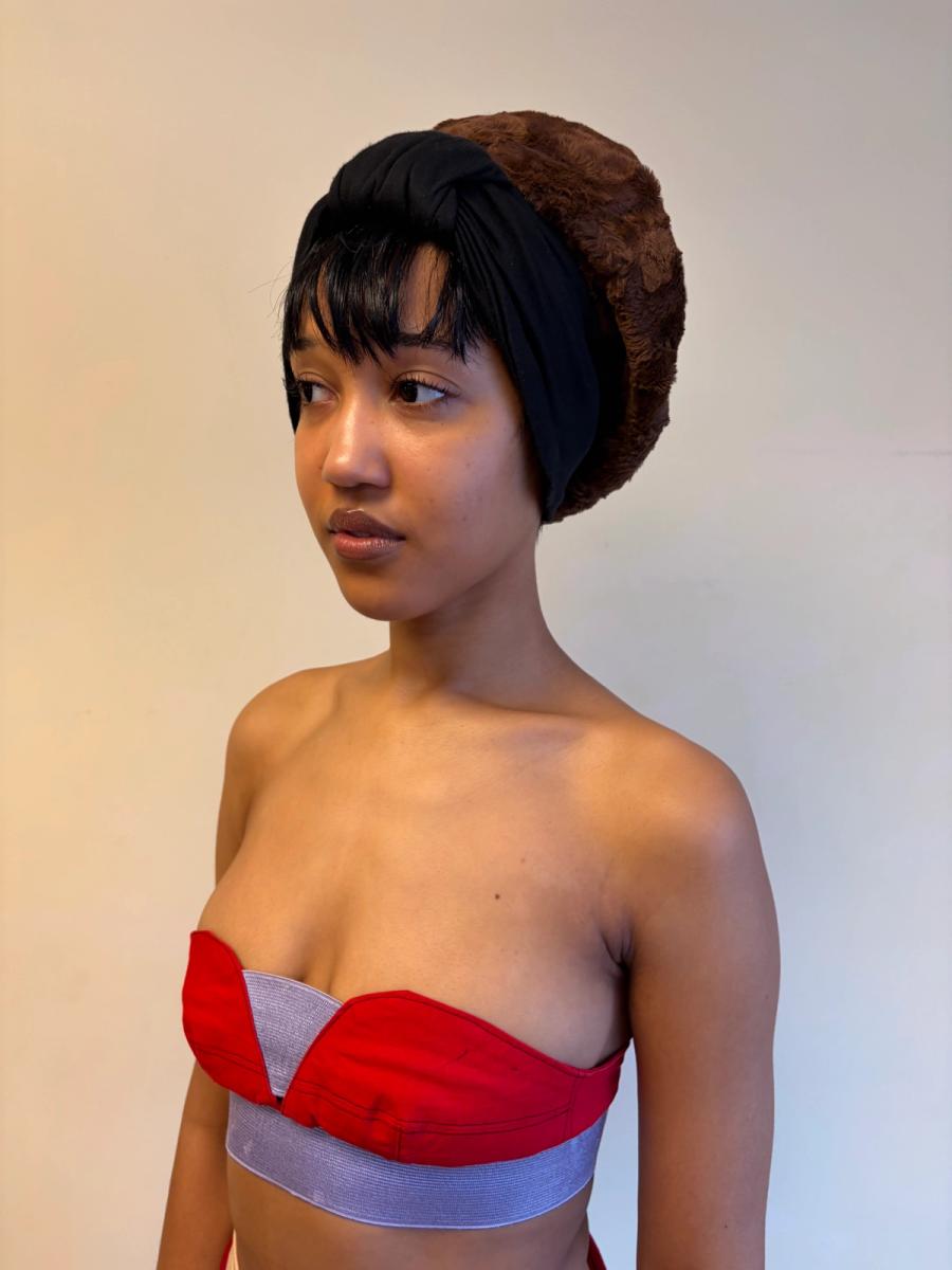 80s Norma Kamali Faux Fur Turban Hat product image