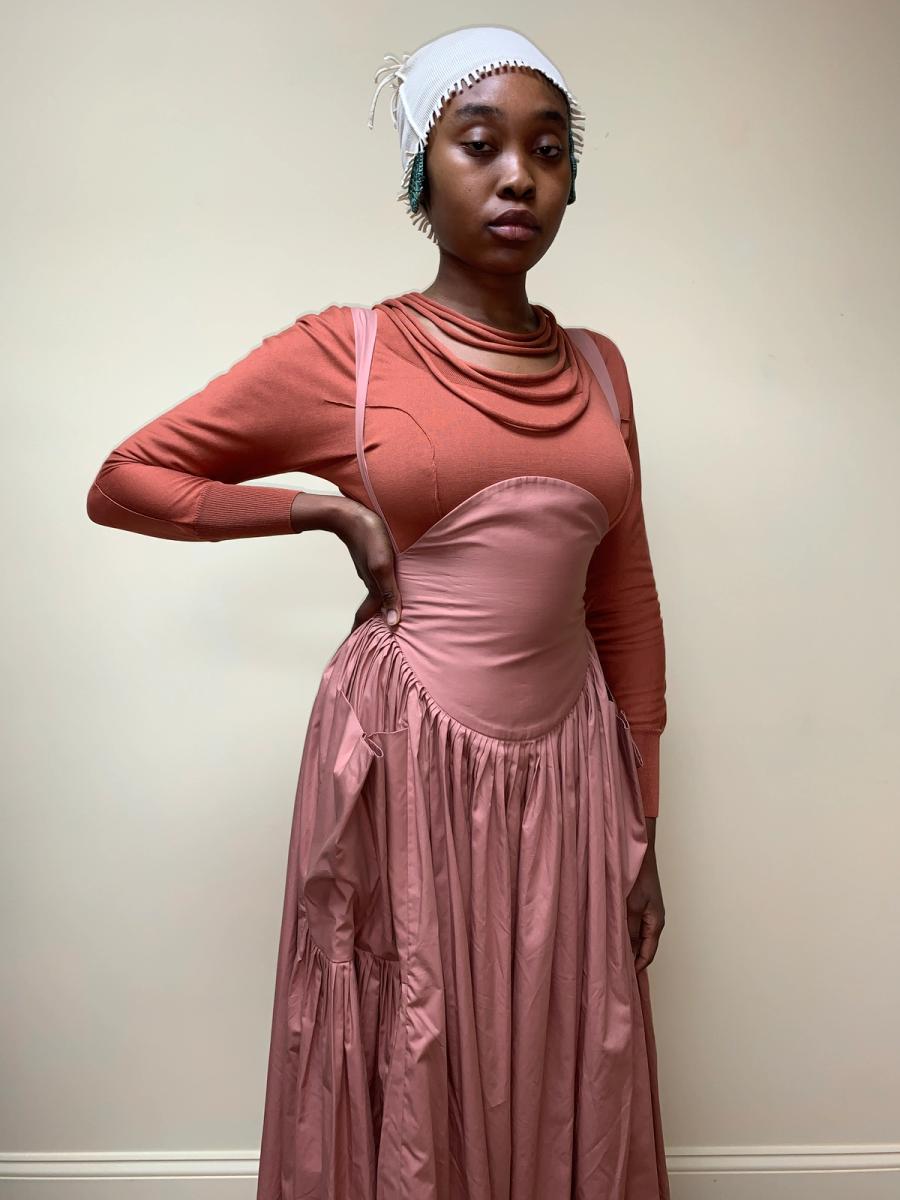 80s Norma Kamali Large Pocket Suspender Skirt product image