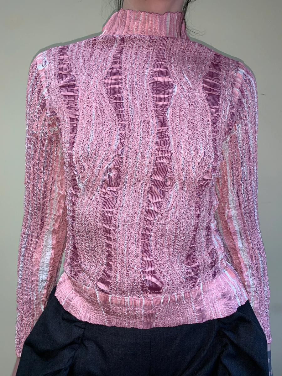 90s Yoshiki Hishinuma Pink Pleated Top product image