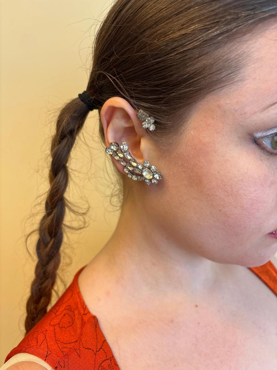40s or 50s Rhinestone Ear Cuffs product image