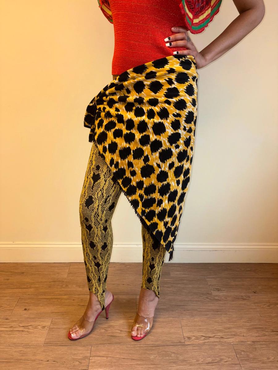 80s Yvan & Marzia Terrycloth Leopard Print Scarf  product image