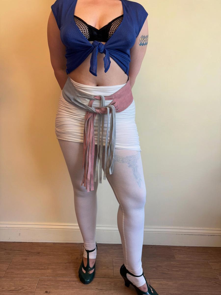 1970s Pastel Buckskin Fringe Belt product image