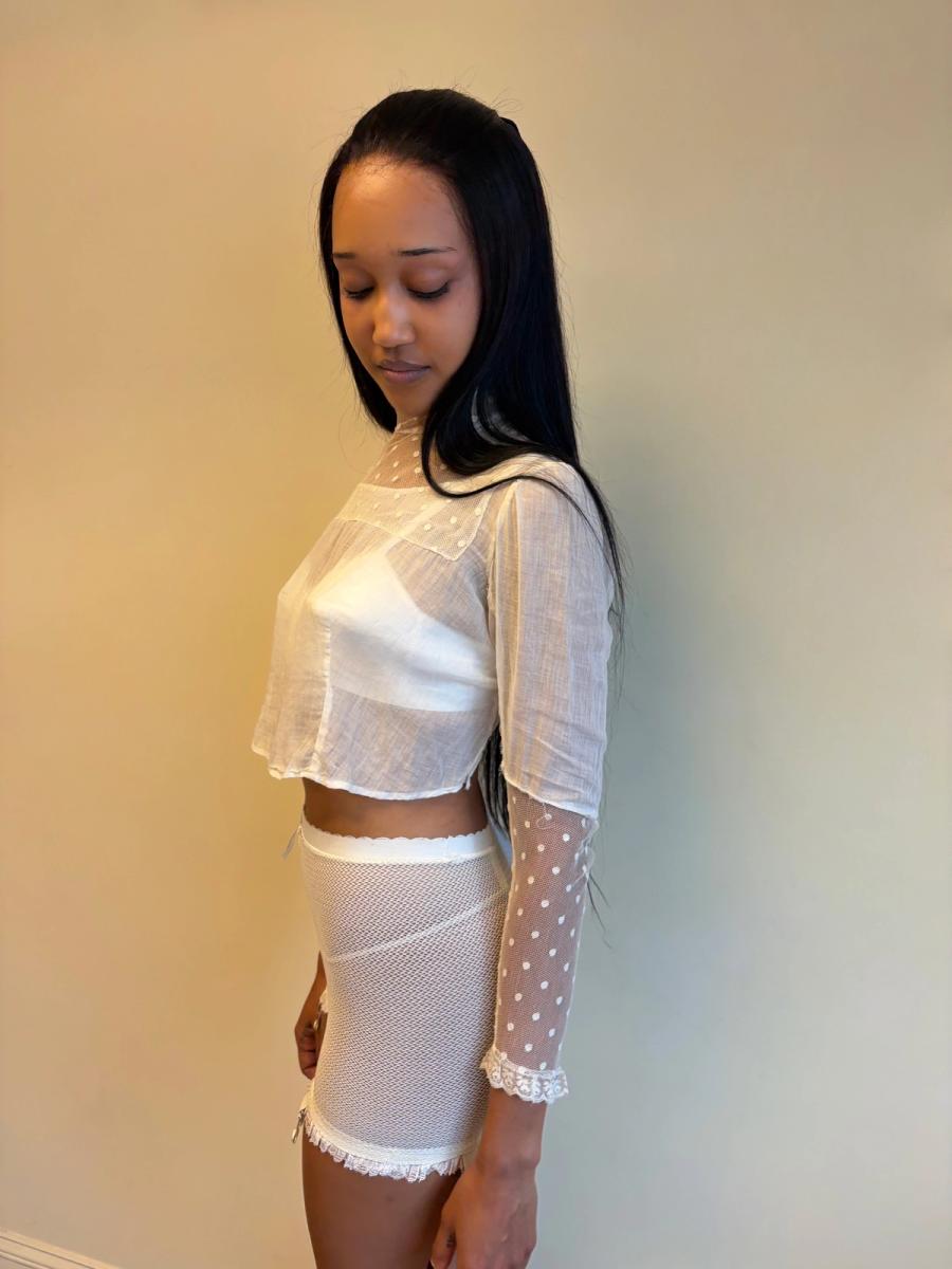 Edwardian White Lace Dot Blouse product image