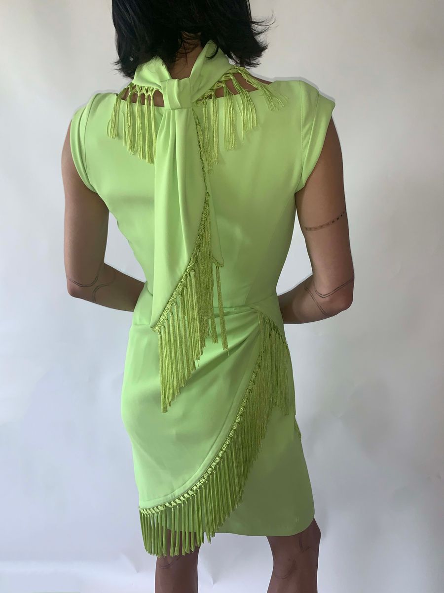 1990s Thierry Mugler Fringe "Tie" Dress product image