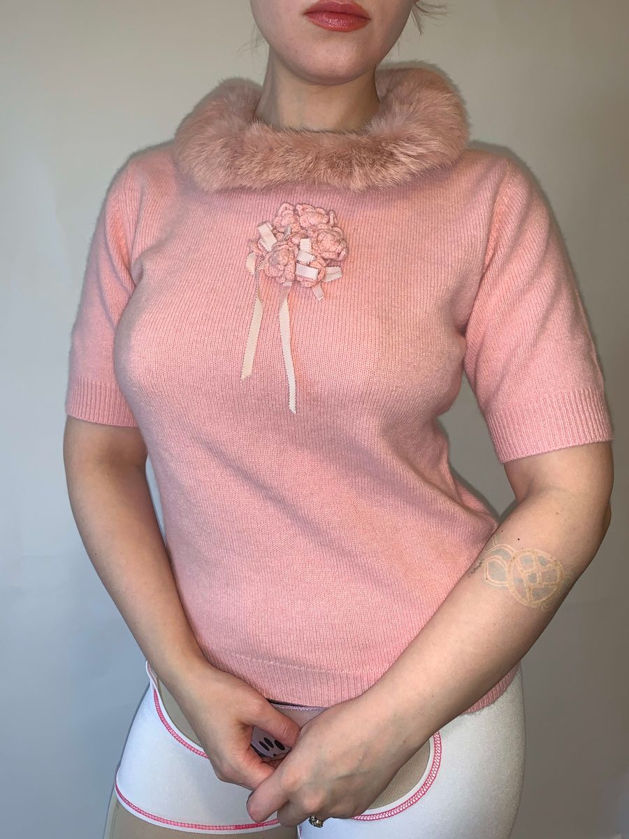 Kaneko Isao Pink Sweater With Fur Collar product image