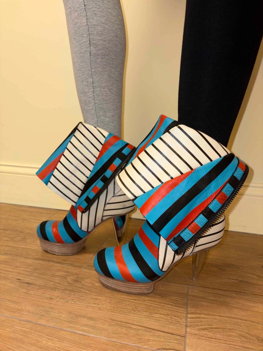 Bernhard Willhelm Striped Boots With Metallic Heel  product image