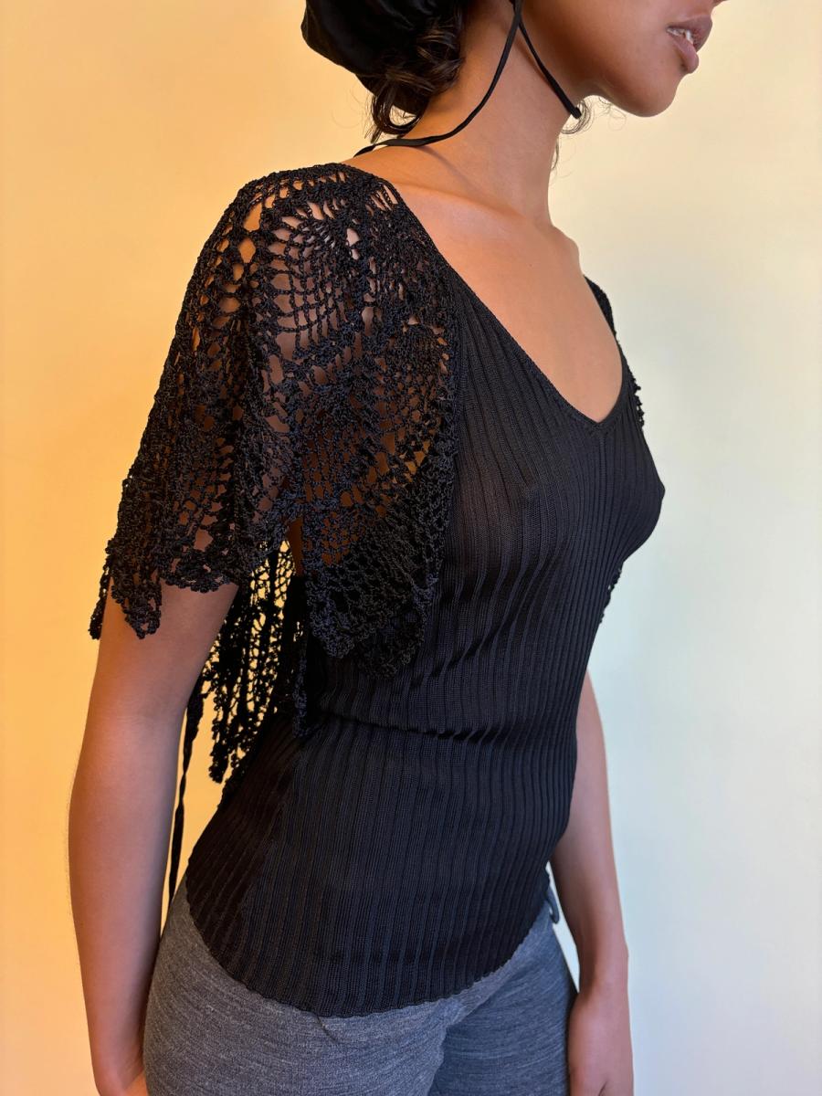 Jean-Paul Gaultier Crochet Sleeve Knit Top product image