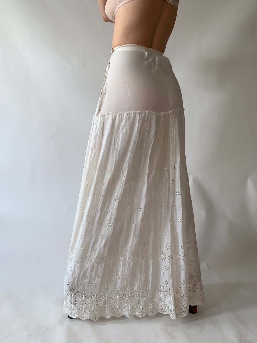 Rare c 1908 Eyelet Daisy Formal Tea Skirt product image