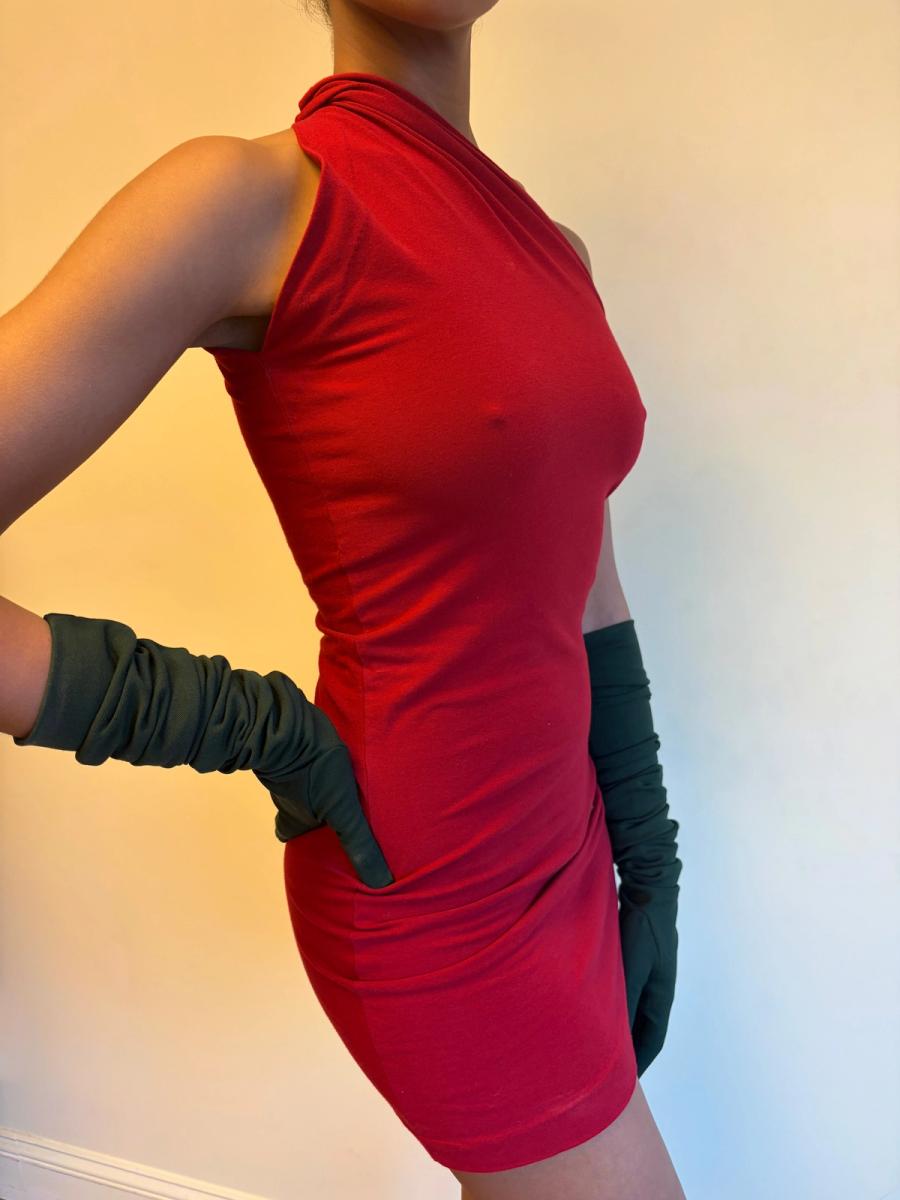 90s Romeo Gigli Red Asymmetrical Dress product image