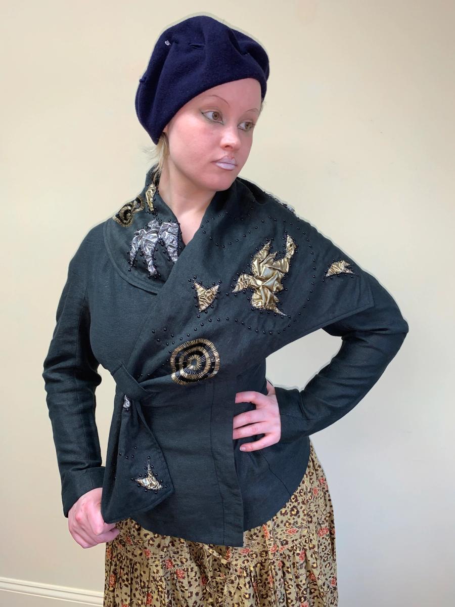 Kansai Yamamoto Asymmetrical Jacket with Bird Embellishment product image