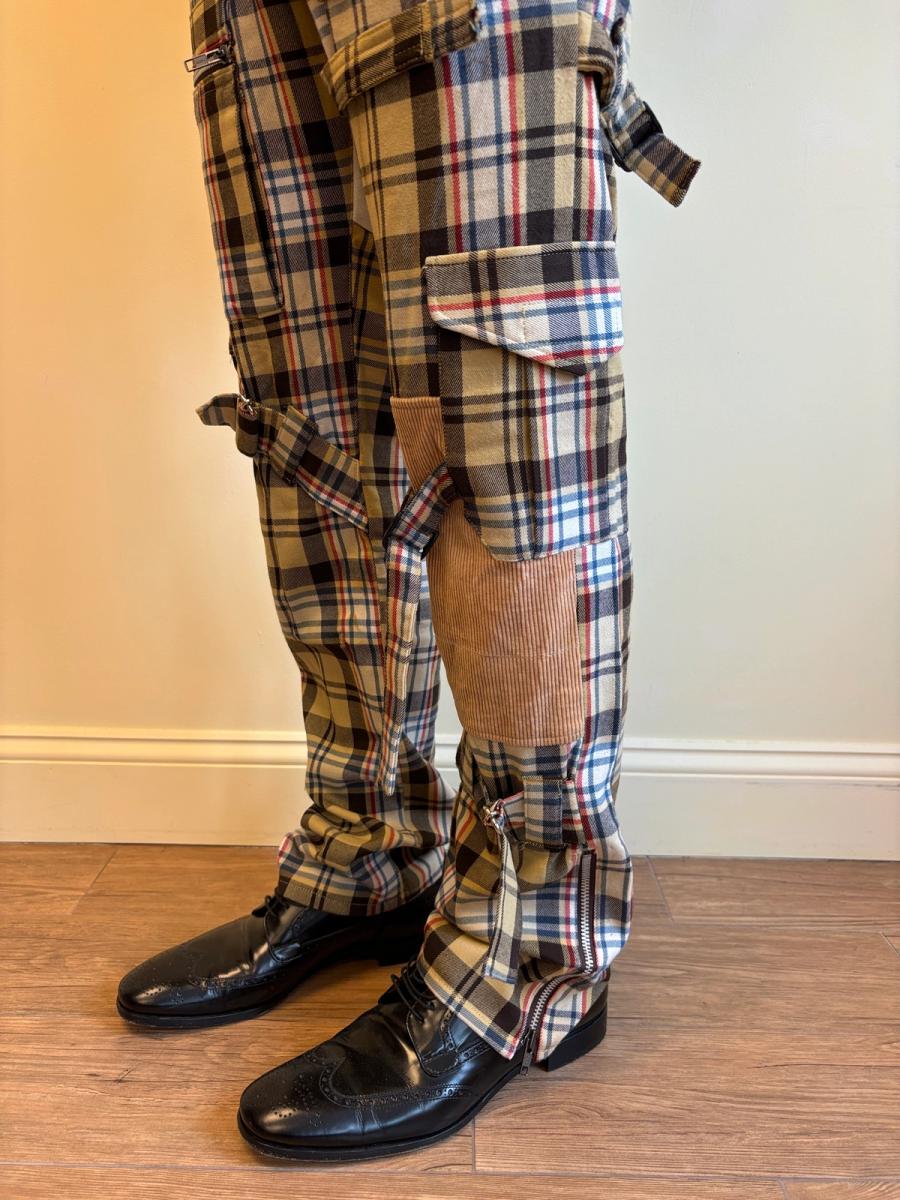 Milkboy Leather Patchwork Plaid Pants product image
