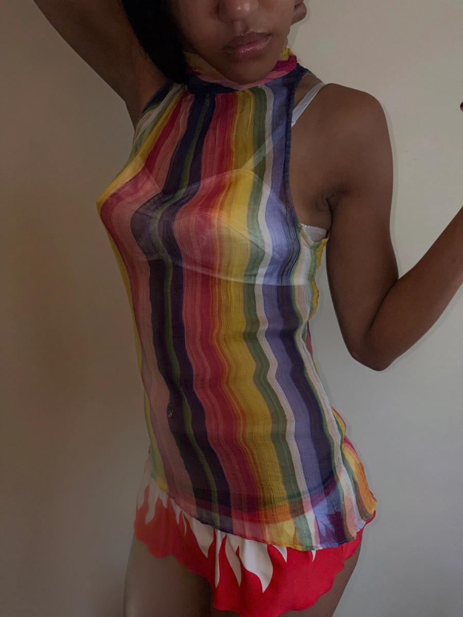 1930s Rainbow Chiffon Crepe Top product image