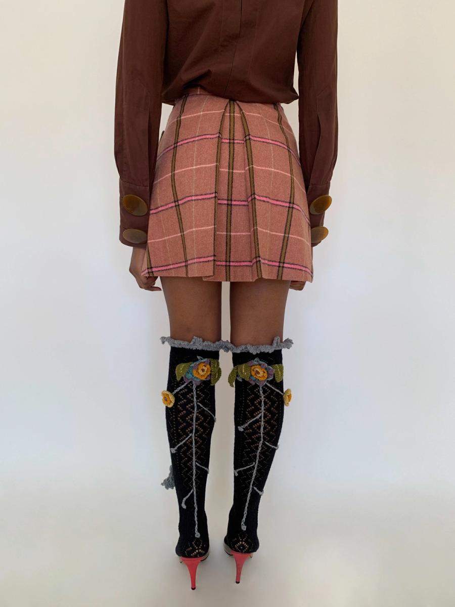 90s Vivienne Westwood Pink Tartan Mini Skirt product image