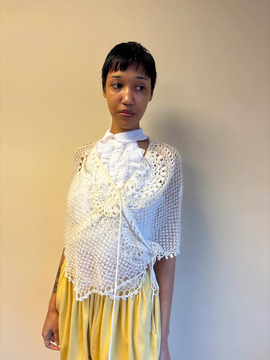 Sunao Kuwahara Lace Mohair Crocheted Wrap Shawl  product image