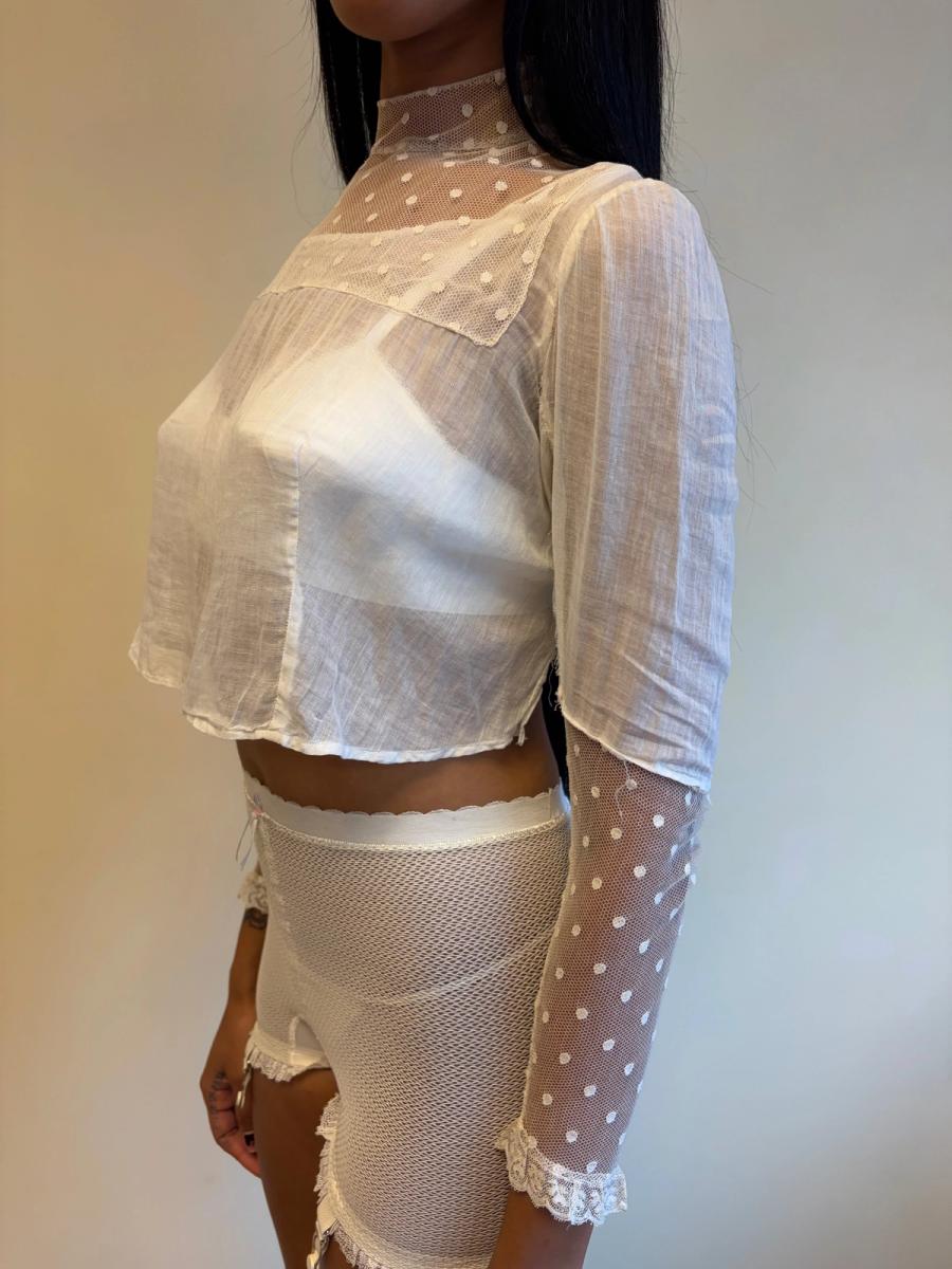 Edwardian White Lace Dot Blouse product image