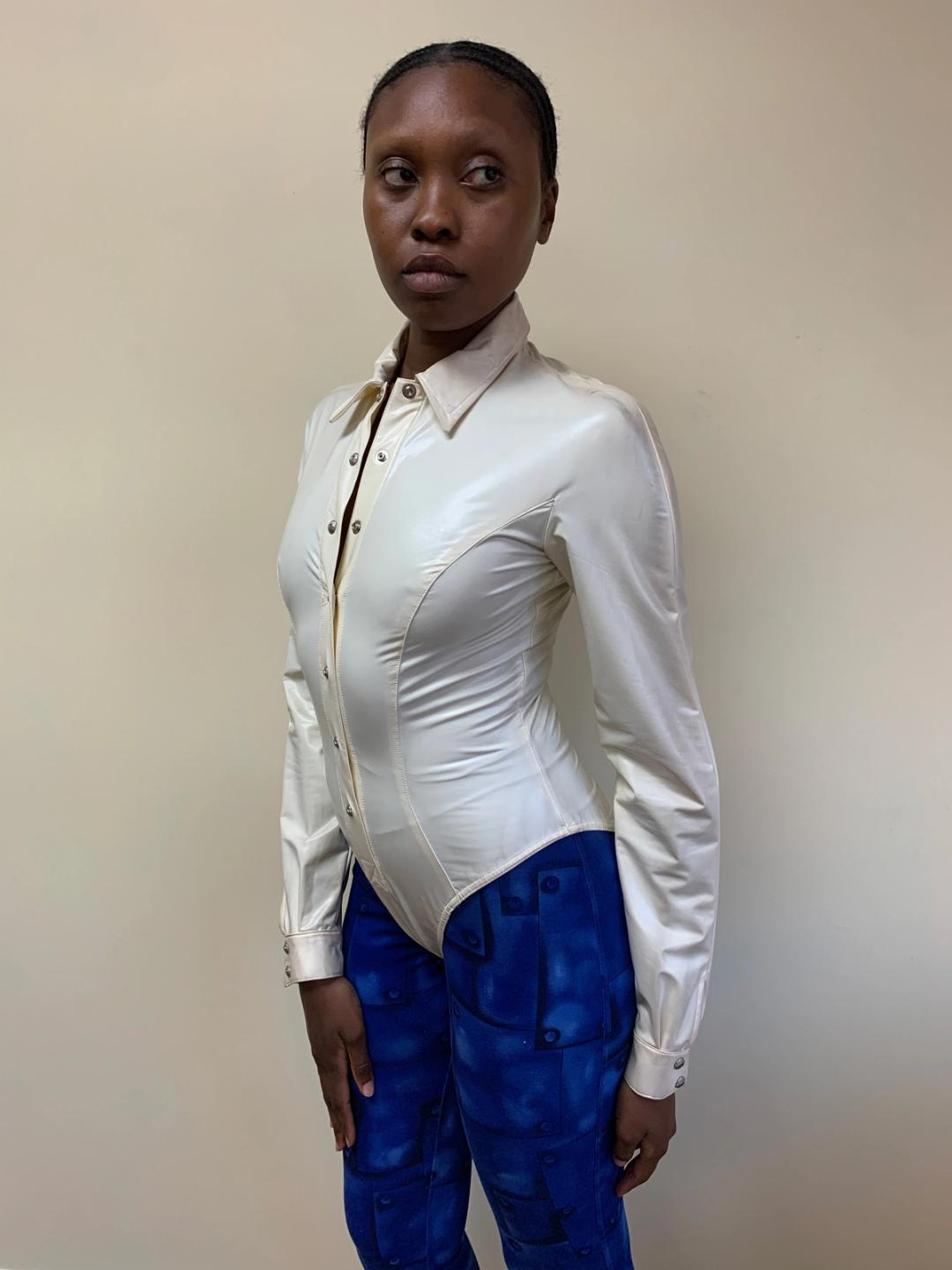 leotard dress shirt TQD Women Button Down Bodysuit Long Sleeve Collared Shirt Satin Blouse Body Suit Dressy Business Casual Office Professional at Amazon Women's Clothing store