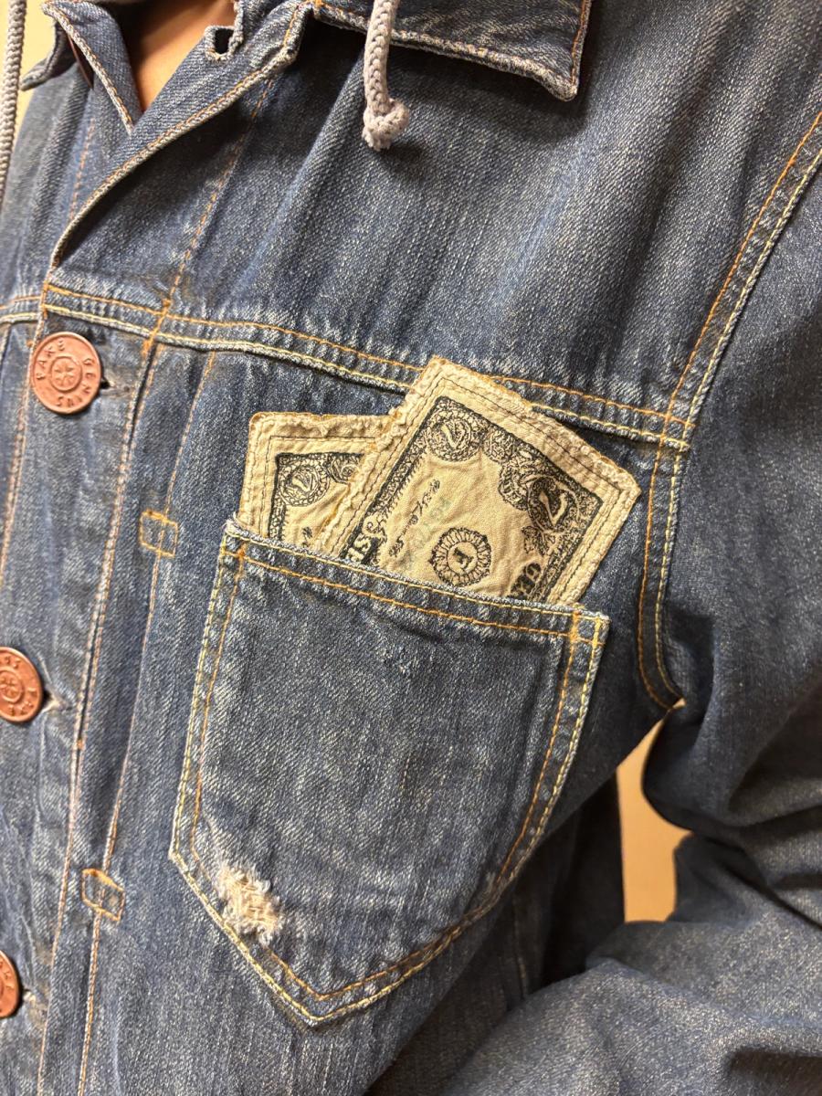 Fake London Genius Denim Jacket with Money product image