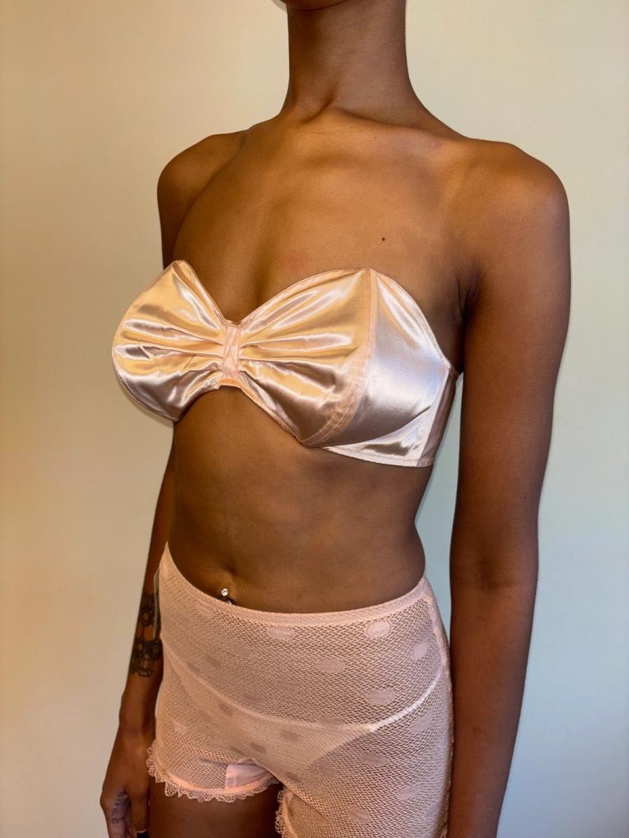 40s French Pink Satin Bra product image