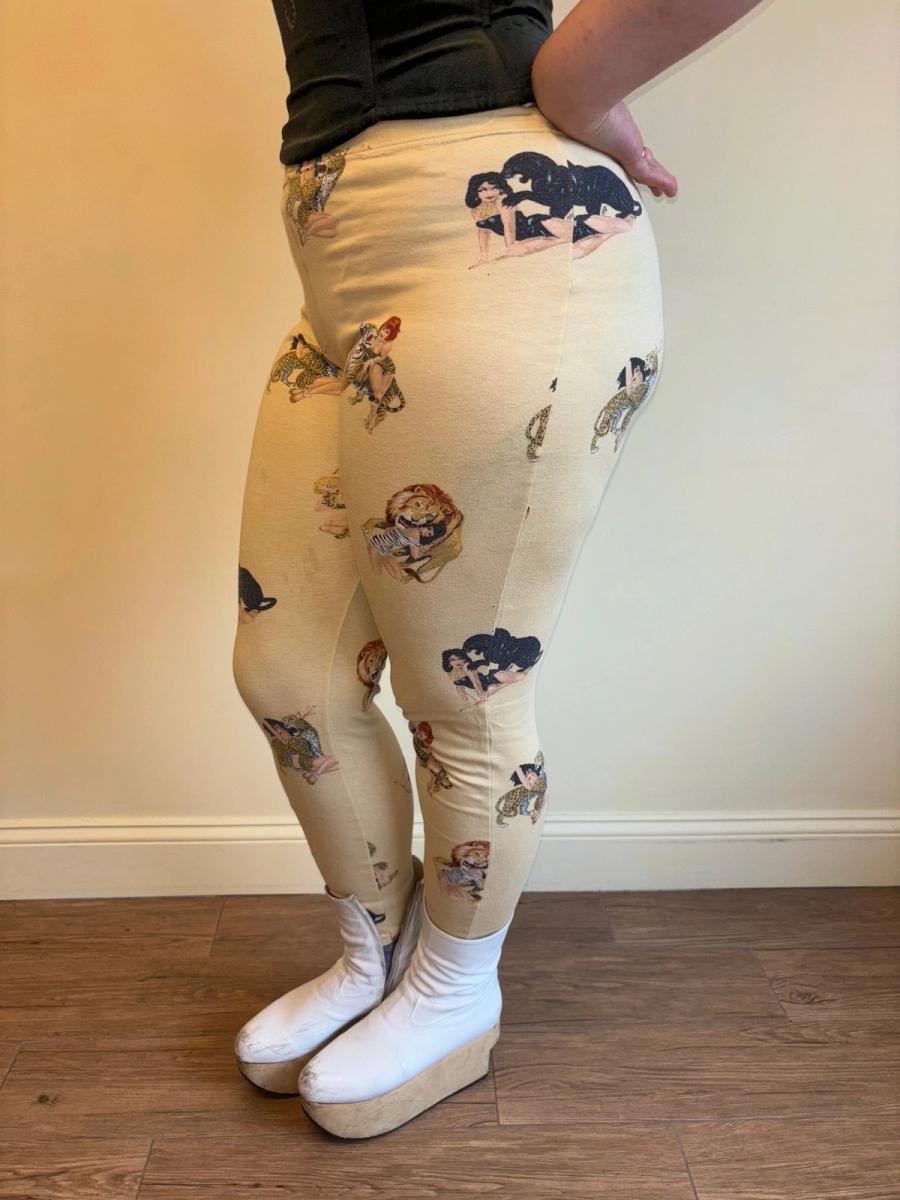 80s Krizia Big Cat and Pinup Girl Leggings product image