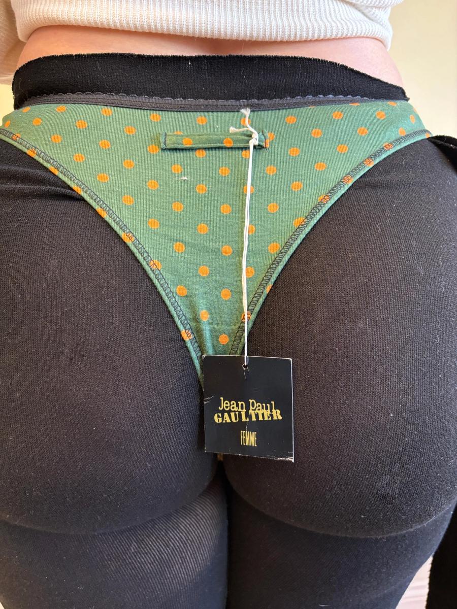 90s Gaultier Dead-stock Green Printed Thong product image