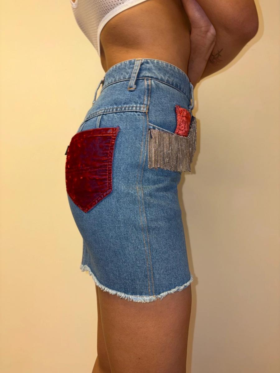 90s Katharine Hamnett Denim Skirt with Metal Fringe product image