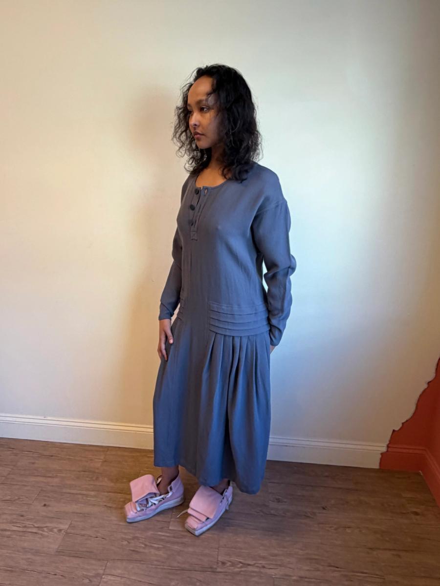 1980s Takezo Wool Crepe Drop-waist Dress product image