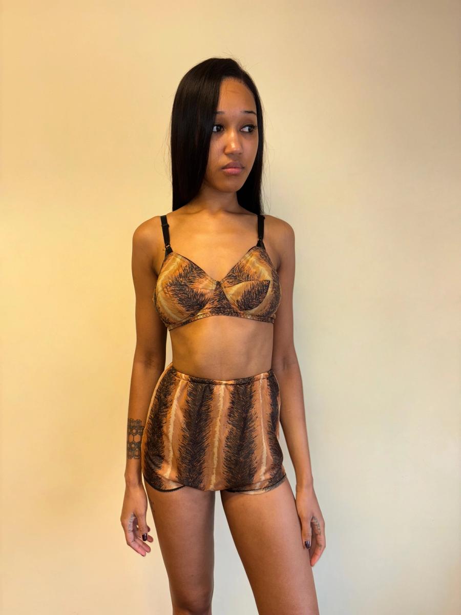 60s or 70s Four Piece Tiger Print Lingerie Set product image