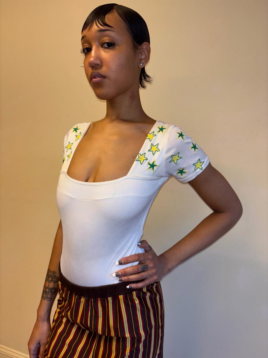 Christian Llinares Satin Leotard with Green Stars product image